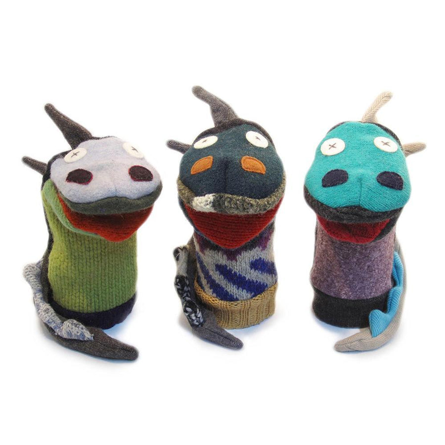 Handmade Upcycled Wool Animal Hand Puppets