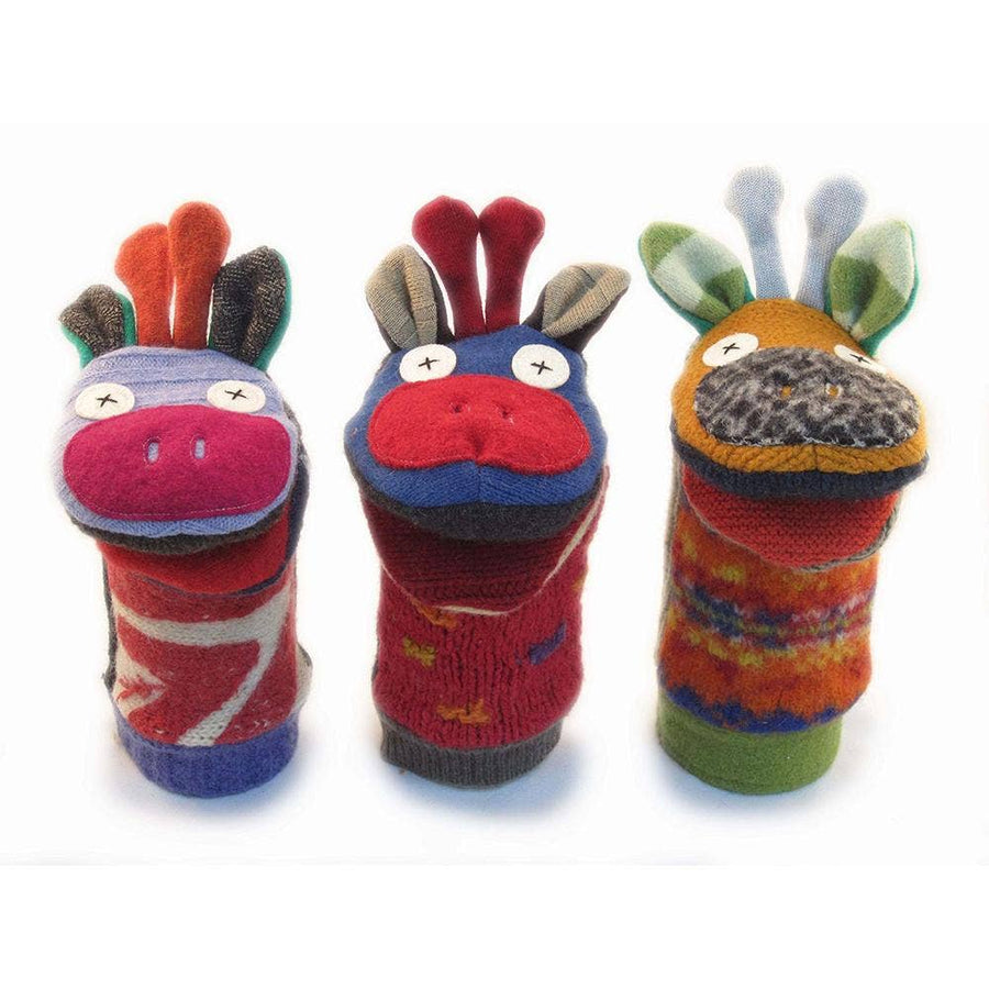 Handmade Upcycled Wool Animal Hand Puppets