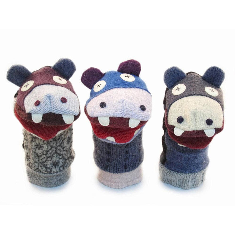 Handmade Upcycled Wool Animal Hand Puppets