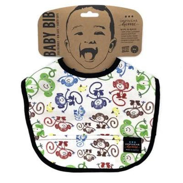 Jack's Bib Eco-Friendly Wipe-N-Wash Pocket Bib - Monkey