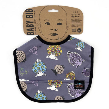 Jack's Bib Eco-Friendly Wipe-N-Wash Pocket Bib - Plum Sheep