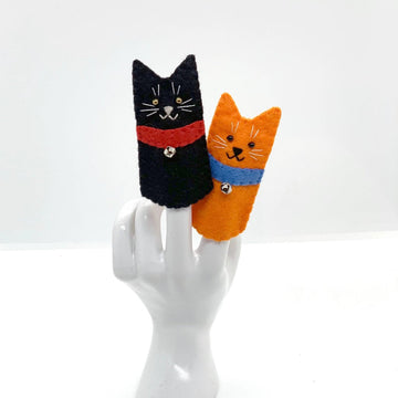 Handmade Felt Finger Puppet - Jingle Cat