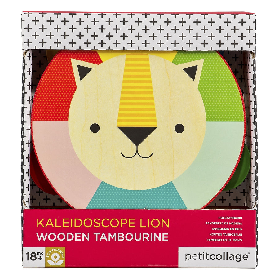 Kaleidoscope Lion Wooden Tambourine