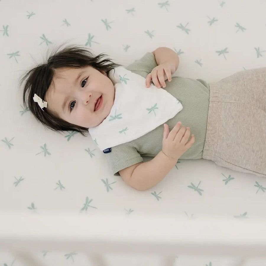 Luxury Muslin Crib Sheet - Dragonfly