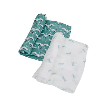 Oh So Soft Muslin Swaddle 2-pack - Crane + Dragonfly