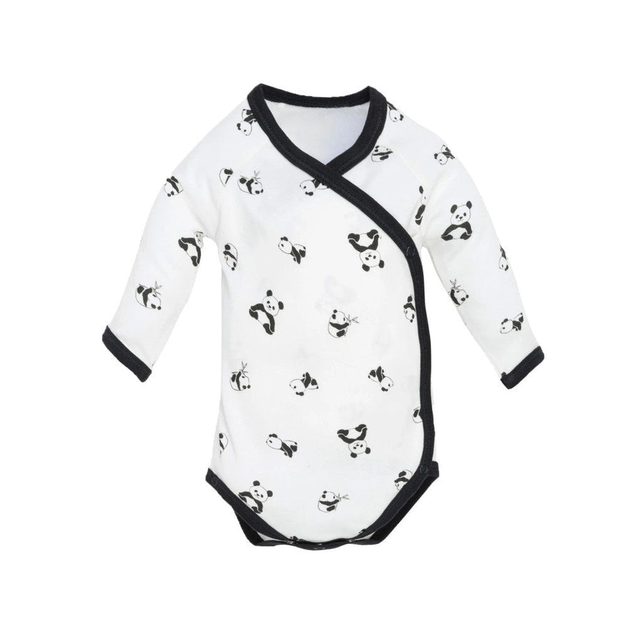 Organic Long Sleeve Side Snap Bodysuit - Panda Print