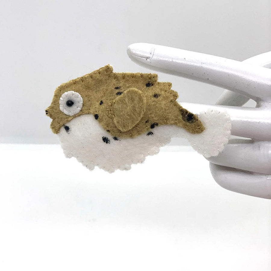 Handmade Felt Finger Puppet - Pufferfish
