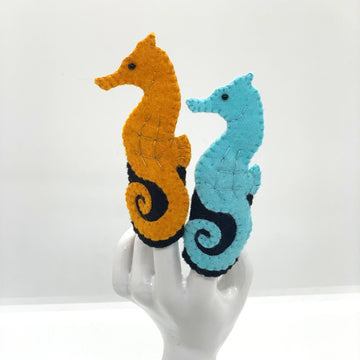 Handmade Felt Finger Puppet - Seahorse