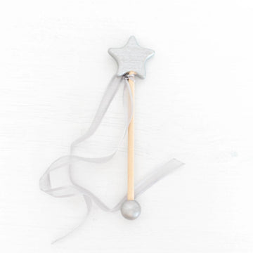 Silver Wooden Wand with Silver Ribbon