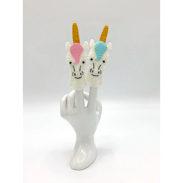 Handmade Felt Finger Puppet - Unicorn